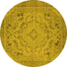 Round Oriental Yellow Industrial Rug, urb1726yw