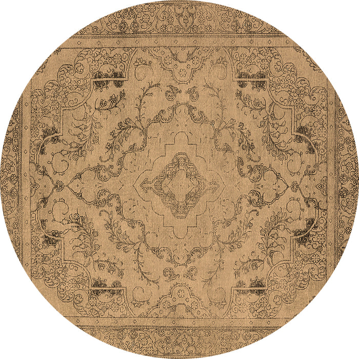 Round Oriental Brown Industrial Rug, urb1726brn