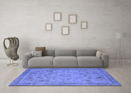 Machine Washable Oriental Blue Industrial Rug in a Living Room, wshurb1726blu