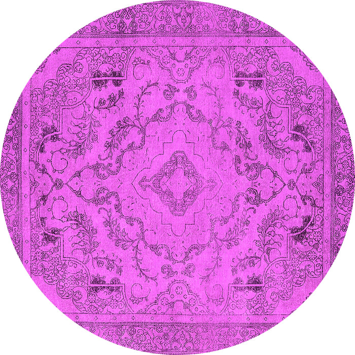Round Machine Washable Oriental Pink Industrial Rug, wshurb1726pnk