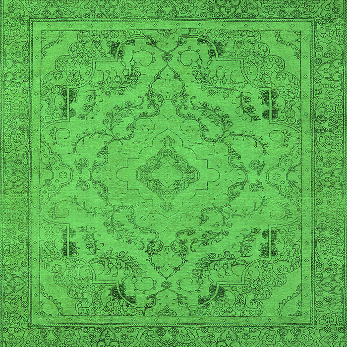 Square Oriental Green Industrial Rug, urb1726grn
