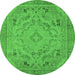 Round Oriental Green Industrial Rug, urb1726grn