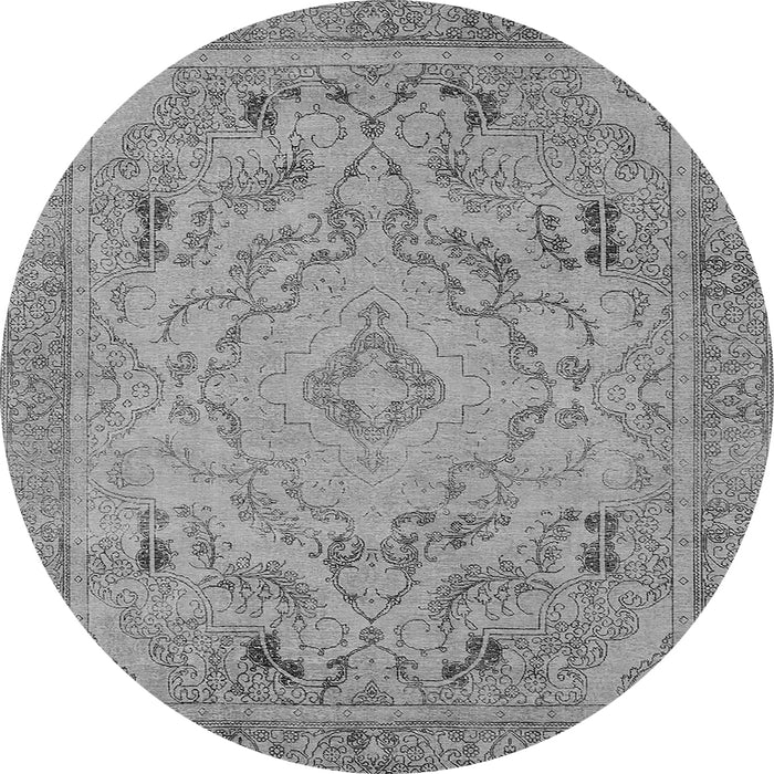 Round Oriental Gray Industrial Rug, urb1726gry