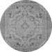 Round Oriental Gray Industrial Rug, urb1726gry