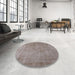 Round Machine Washable Industrial Modern Rose Dust Purple Rug in a Office, wshurb1727