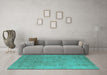 Machine Washable Oriental Turquoise Industrial Area Rugs in a Living Room,, wshurb1727turq