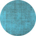 Round Oriental Light Blue Industrial Rug, urb1727lblu