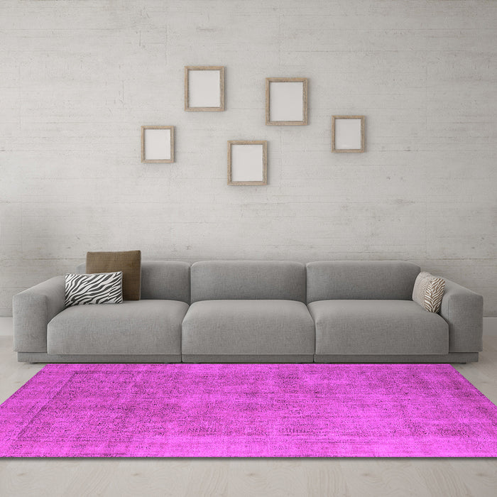 Machine Washable Oriental Pink Industrial Rug in a Living Room, wshurb1727pnk