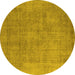 Round Oriental Yellow Industrial Rug, urb1727yw