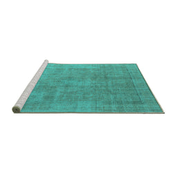 Sideview of Machine Washable Oriental Turquoise Industrial Area Rugs, wshurb1727turq