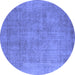 Round Oriental Blue Industrial Rug, urb1727blu