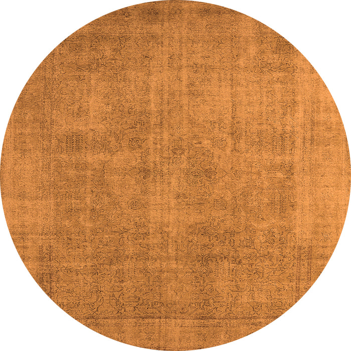 Round Machine Washable Oriental Orange Industrial Area Rugs, wshurb1727org