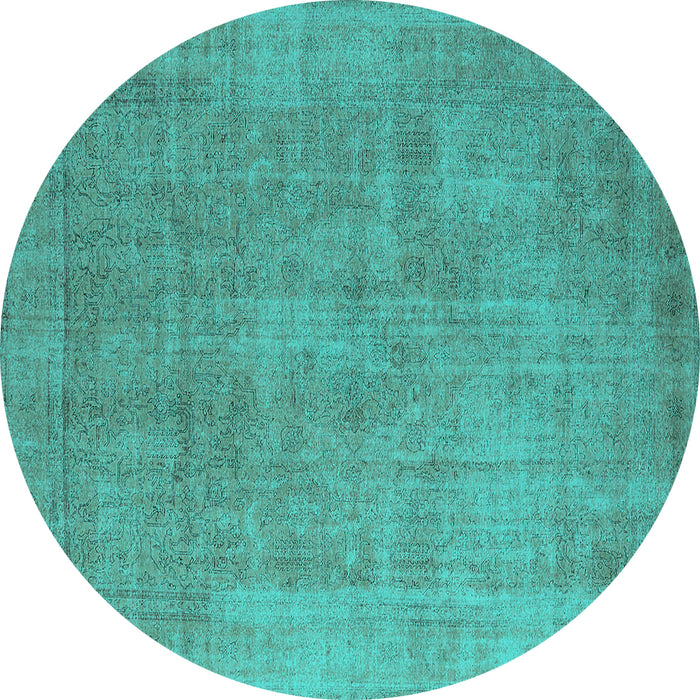 Round Machine Washable Oriental Turquoise Industrial Area Rugs, wshurb1727turq