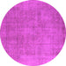 Round Oriental Pink Industrial Rug, urb1727pnk