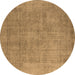 Round Oriental Brown Industrial Rug, urb1727brn