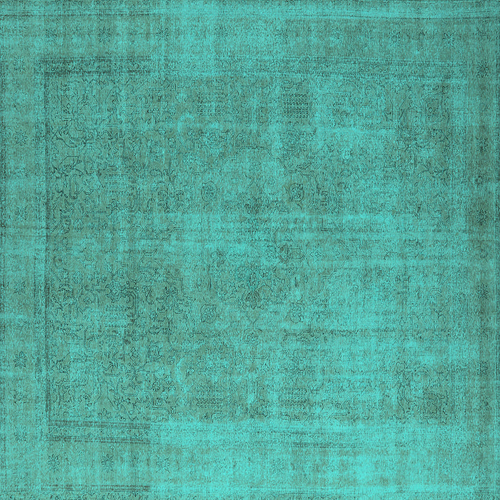 Square Machine Washable Oriental Turquoise Industrial Area Rugs, wshurb1727turq