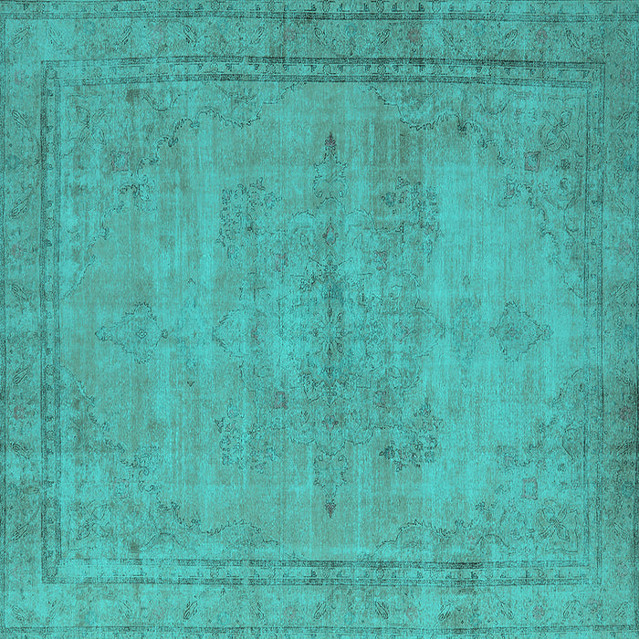 Square Machine Washable Oriental Turquoise Industrial Area Rugs, wshurb1728turq