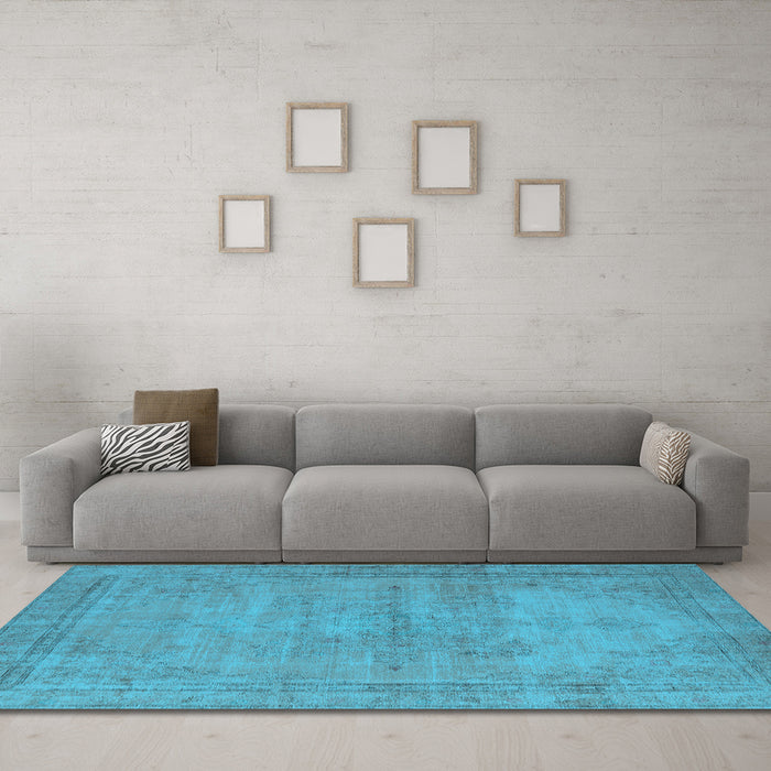 Machine Washable Oriental Light Blue Industrial Rug in a Living Room, wshurb1728lblu