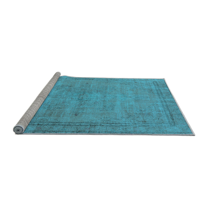 Sideview of Machine Washable Oriental Light Blue Industrial Rug, wshurb1728lblu