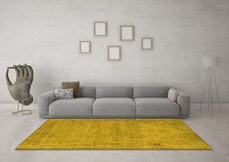 Machine Washable Oriental Yellow Industrial Rug in a Living Room, wshurb1728yw