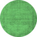 Round Oriental Emerald Green Industrial Rug, urb1728emgrn