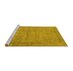 Sideview of Machine Washable Oriental Yellow Industrial Rug, wshurb1728yw