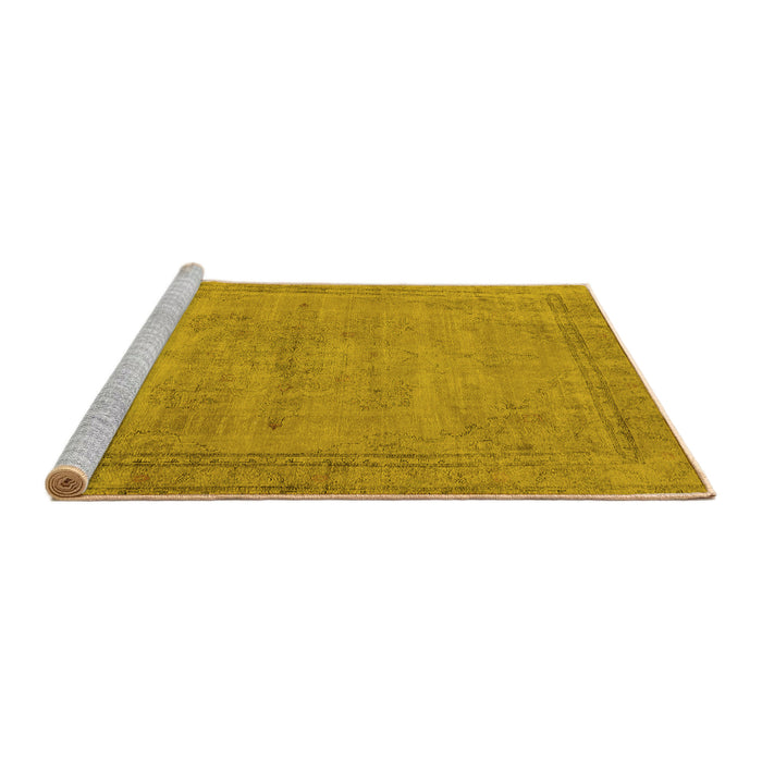 Sideview of Machine Washable Oriental Yellow Industrial Rug, wshurb1728yw