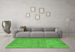 Machine Washable Oriental Green Industrial Area Rugs in a Living Room,, wshurb1728grn