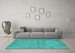 Machine Washable Oriental Turquoise Industrial Area Rugs in a Living Room,, wshurb1728turq