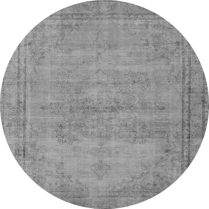 Round Machine Washable Oriental Gray Industrial Rug, wshurb1728gry