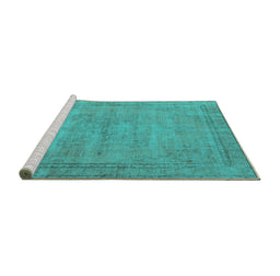 Sideview of Machine Washable Oriental Turquoise Industrial Area Rugs, wshurb1728turq