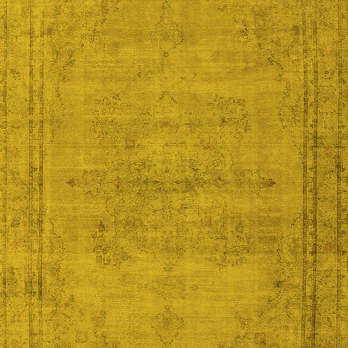 Machine Washable Oriental Yellow Industrial Rug, wshurb1728yw