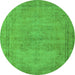 Round Oriental Green Industrial Rug, urb1728grn