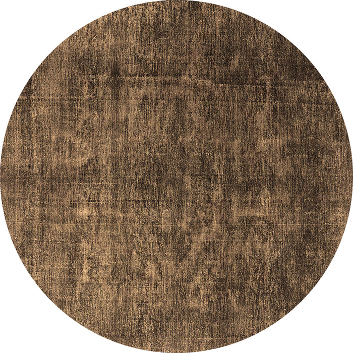 Round Oriental Brown Industrial Rug, urb1729brn