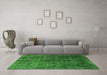 Machine Washable Oriental Green Industrial Area Rugs in a Living Room,, wshurb1729grn