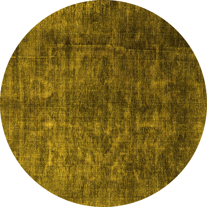 Round Machine Washable Oriental Yellow Industrial Rug, wshurb1729yw