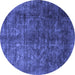 Round Oriental Blue Industrial Rug, urb1729blu