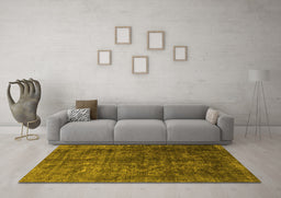 Machine Washable Oriental Yellow Industrial Rug in a Living Room, wshurb1729yw