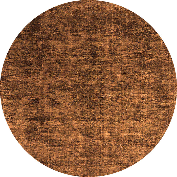 Round Machine Washable Oriental Orange Industrial Area Rugs, wshurb1729org