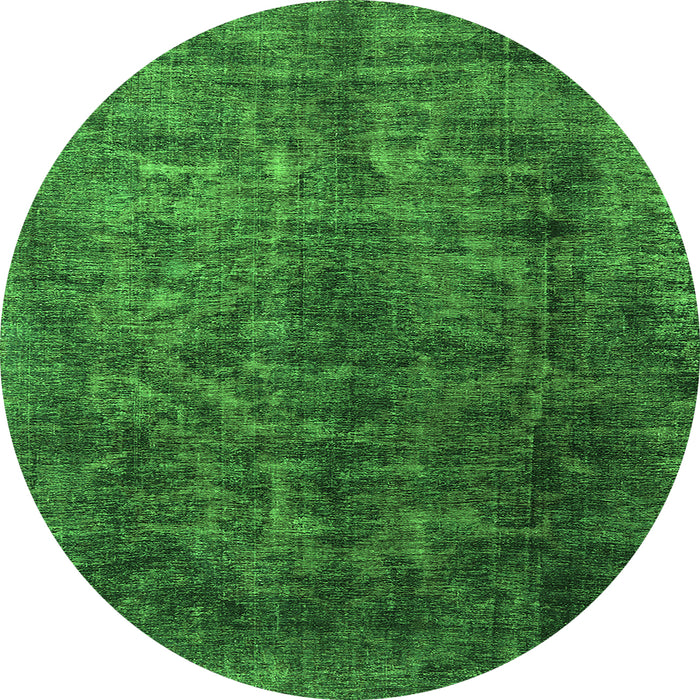 Round Oriental Green Industrial Rug, urb1729grn