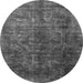 Round Machine Washable Oriental Gray Industrial Rug, wshurb1729gry