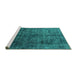 Sideview of Machine Washable Oriental Turquoise Industrial Area Rugs, wshurb1729turq