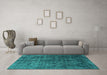 Machine Washable Oriental Turquoise Industrial Area Rugs in a Living Room,, wshurb1729turq