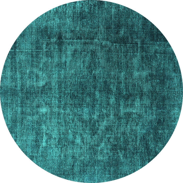Round Machine Washable Oriental Turquoise Industrial Area Rugs, wshurb1729turq