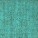 Square Oriental Turquoise Industrial Rug, urb1730turq