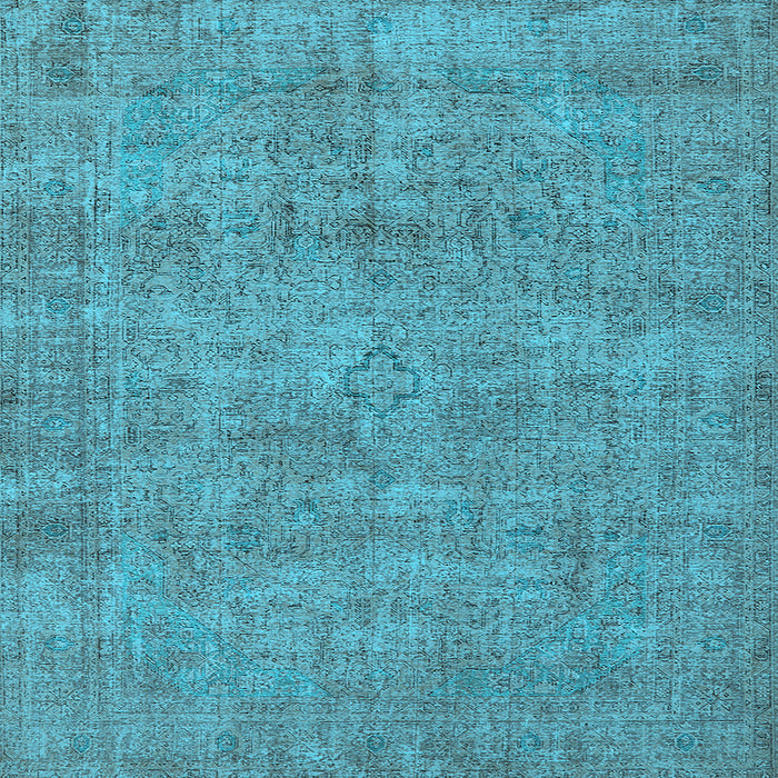 Square Machine Washable Oriental Light Blue Industrial Rug, wshurb1730lblu