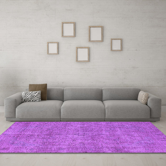 Machine Washable Oriental Purple Industrial Area Rugs in a Living Room, wshurb1730pur