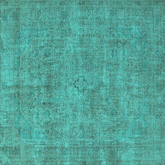 Square Machine Washable Oriental Turquoise Industrial Area Rugs, wshurb1730turq