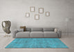 Machine Washable Oriental Light Blue Industrial Rug in a Living Room, wshurb1730lblu