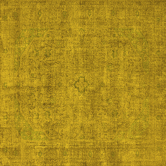 Square Machine Washable Oriental Yellow Industrial Rug, wshurb1730yw